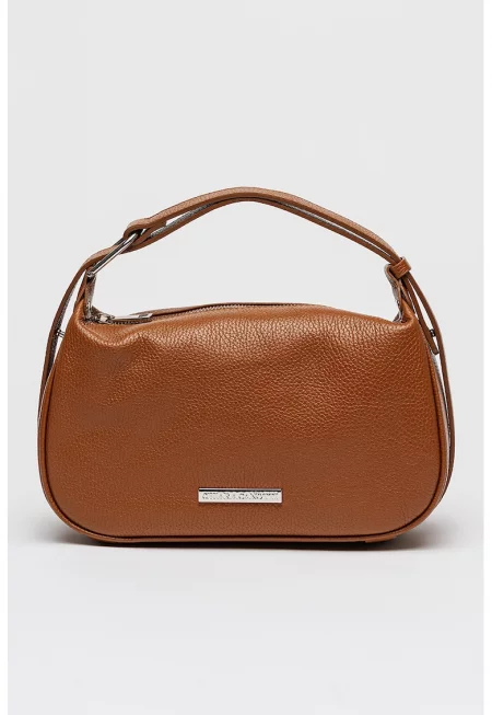 Чанта за рамо с релеф - Канелено кафяво