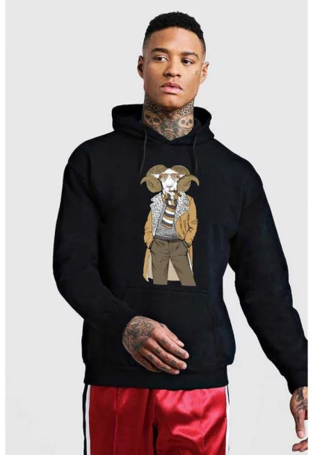 Черна мъжка качулка - Aries Fashion