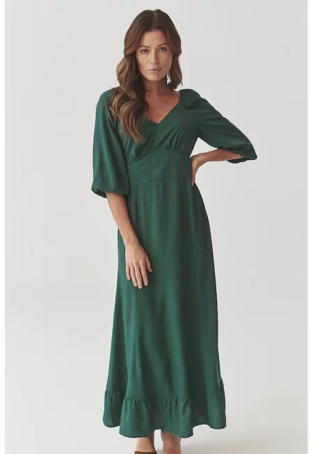 Дълга рокля Konkiro с шпиц - Тъмнозелен