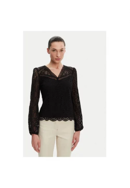 Дамска блуза  241-TOULI - Памук/Полиамид - Черна