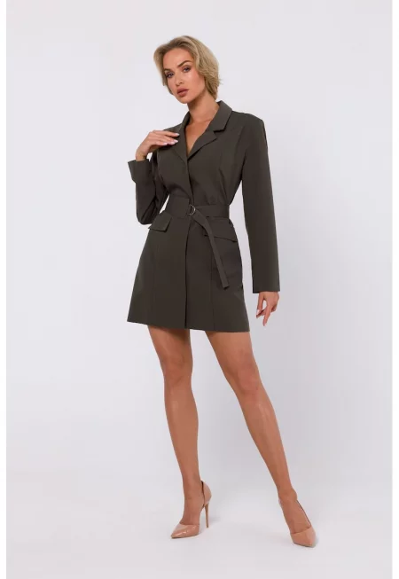 Дамска рокля - Полиестер - Каки