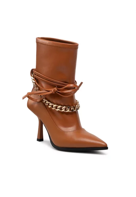 Дамски боти  Естествена кожа - Кафяв