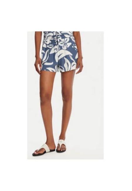 Дамски къси панталони  WILLIAM FLOREAL - Вискоза/Лен - Син