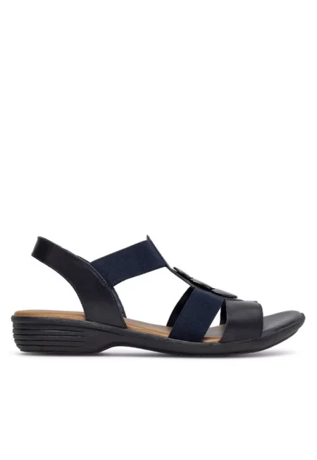 Дамски сандали -  естествена кожа - тъмносини - Тъмносин