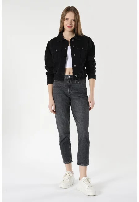 Дънки над глезена - Мръснобял/Антрацитно сиво