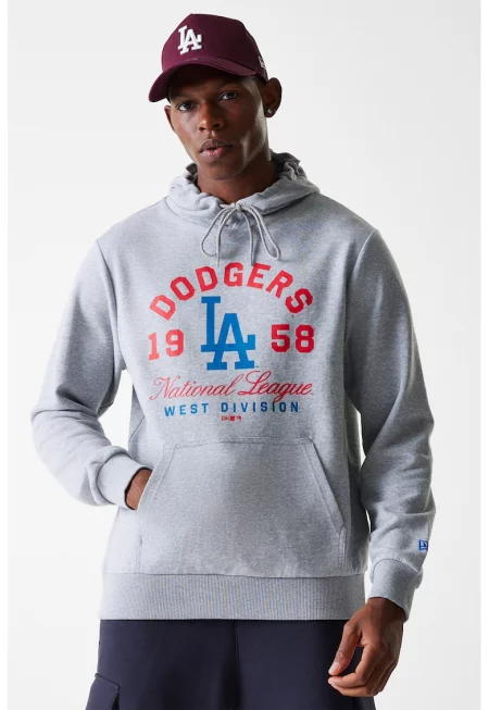 Десенирано памучно худи с регулираща се качулка - Светлосив меланж