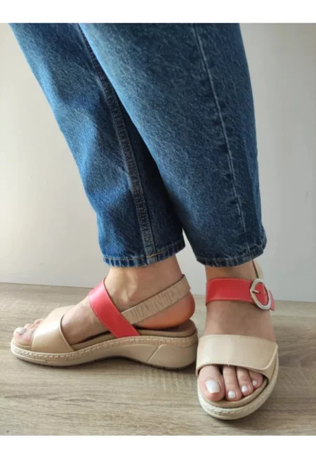 Ежедневни дамски сандали  18004At Azores 15-N Бежово + Корал - Бежово - Бежов