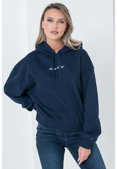 Худи с паднали ръкави - Тъмносин