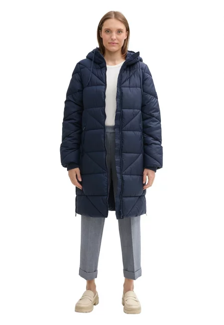 Капитонирано зимно яке с качулка - Ултрамарин синьо