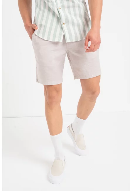 Къс панталон чино с лен - Пепеляво сиво