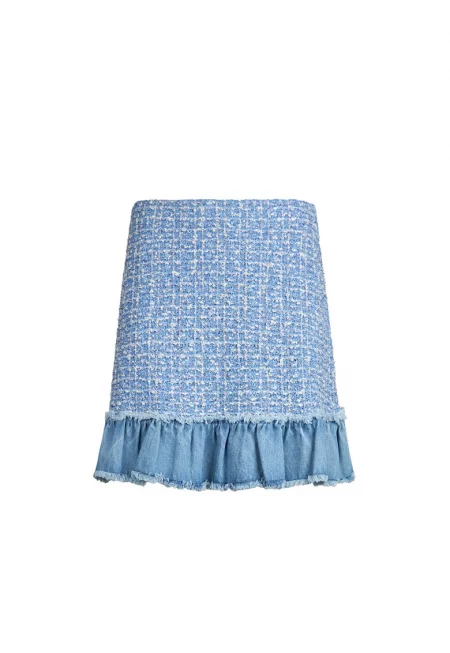 Къса пола с набран подгъв - Син