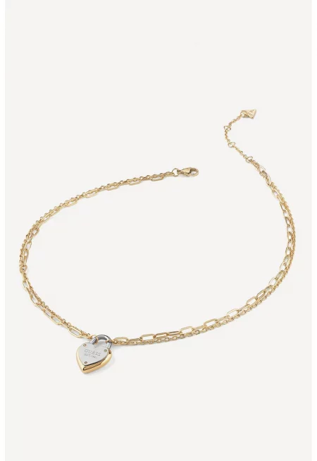 Колие-верижка със сърцевидна висулка - Златист