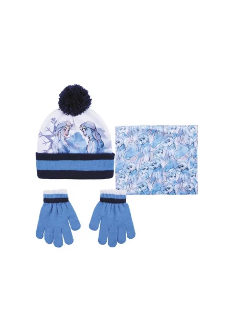 Комплект шапка-шал-ръкавици Замръзналото кралство - Един размер Многоцветен