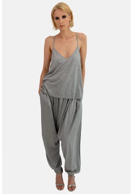 Копринен топ Ilaria - Сив меланж