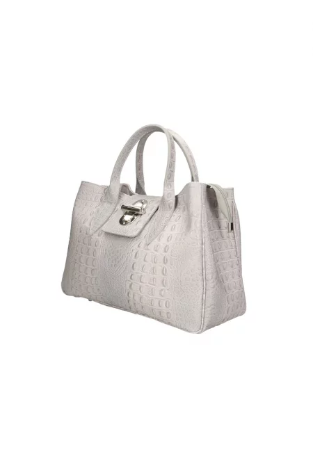 Кожена чанта през рамо - Сив