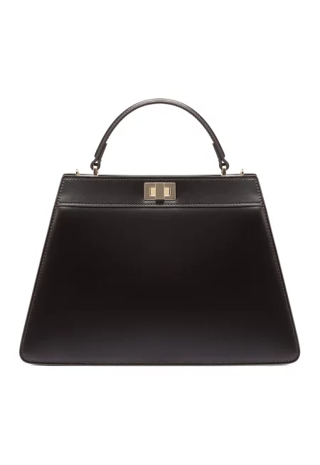 Кожена чанта с отделяща се презрамка - Тъмнокафяв