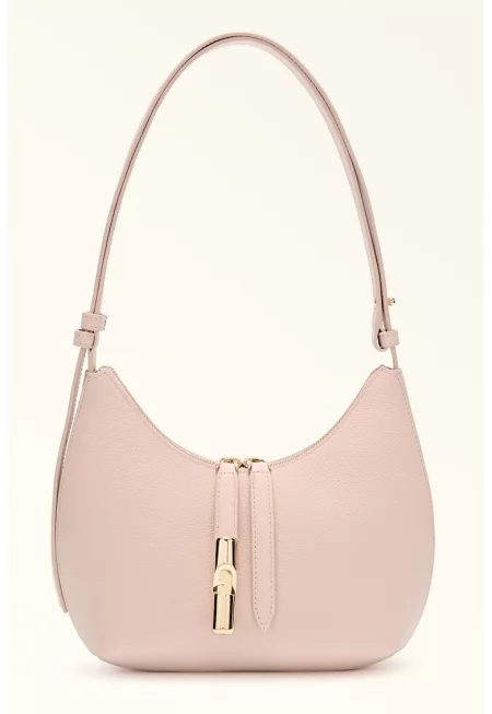 Кожена чанта за рамо Goccia - Бледо розово