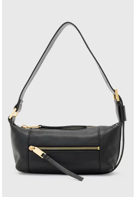 Кожена чанта за рамо с преден джоб