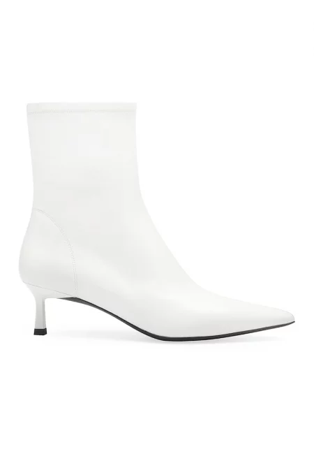 Кожени боти с цип - Бял