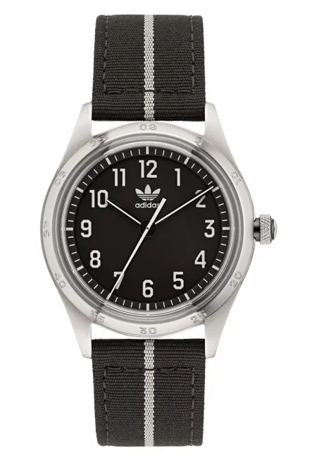 Мъжки часовник  CODE FOUR - корпус от неръждаема стомана - синтетична каишка - водоустойчив 5 ATM - черен/сребрист