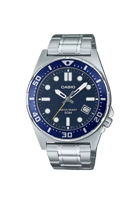 Мъжки часовник  MTD-135D-2A - морскосин циферблат - верижка от неръждаема стомана - водоустойчивост WR50 - 44x9мм