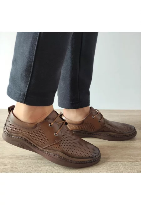 Мъжки перфорирани обувки 640004B 02-N Кафяв - Кафяв