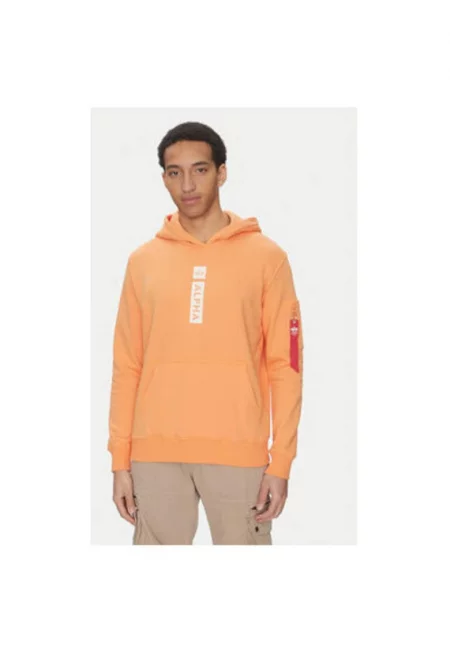 Мъжки суичър с качулка  146338 - памук/полиестер - оранжев - Оранжев