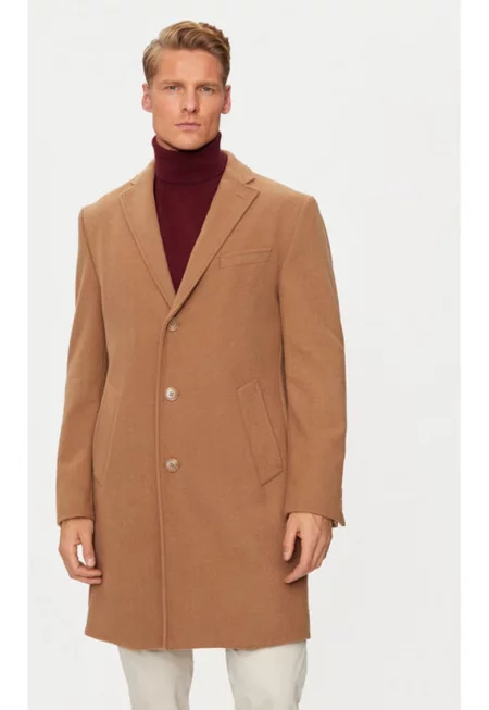 Мъжко палто -  304463938 - Вълна/Полиестер - Кафяв