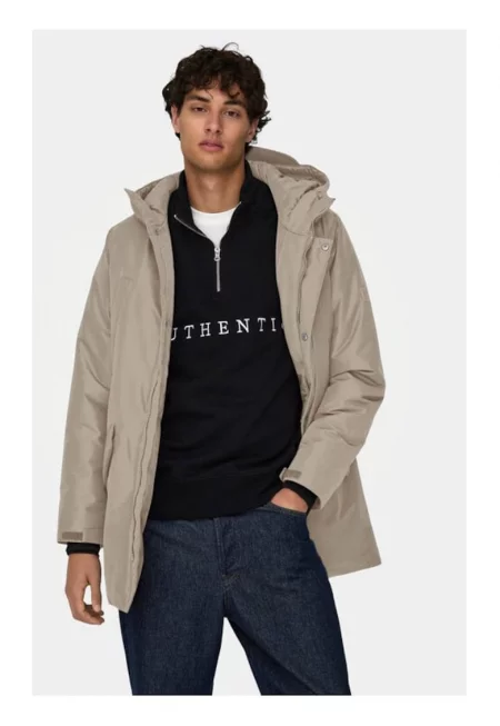 Мъжко яке -  22025871 - Бежово - Полиестер