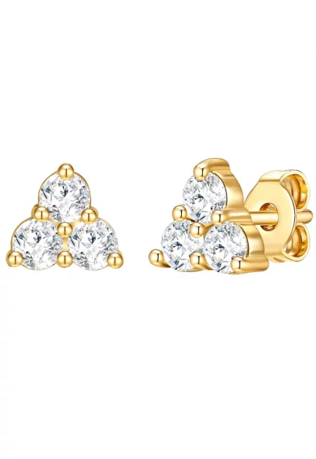 Обеци с 14К злато и кристали European - Златист