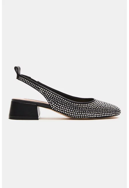 Обувки с масивен ток - Черен/Сребрист