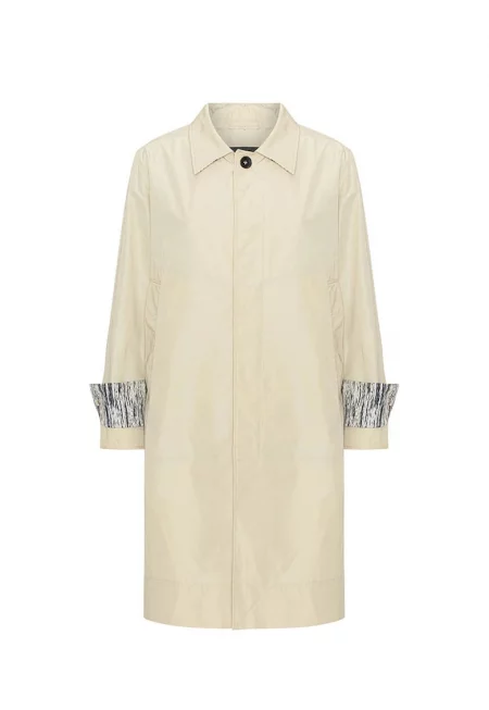 Палто с животински принт на ръкавите - Бежов