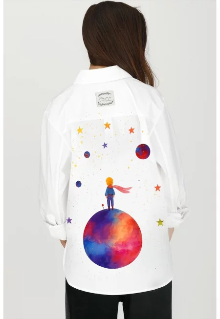 Памучна риза с принт на гърба