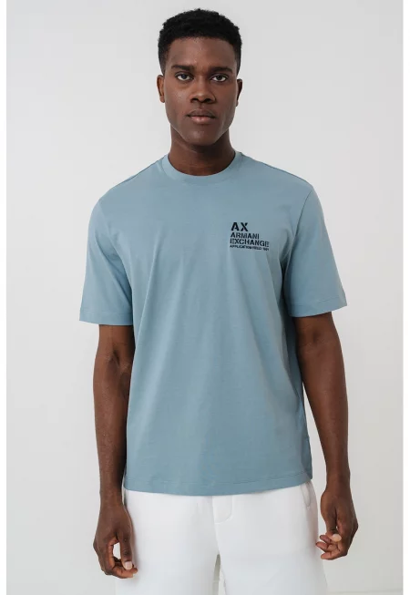 Памучна тениска с овално деколте и лого