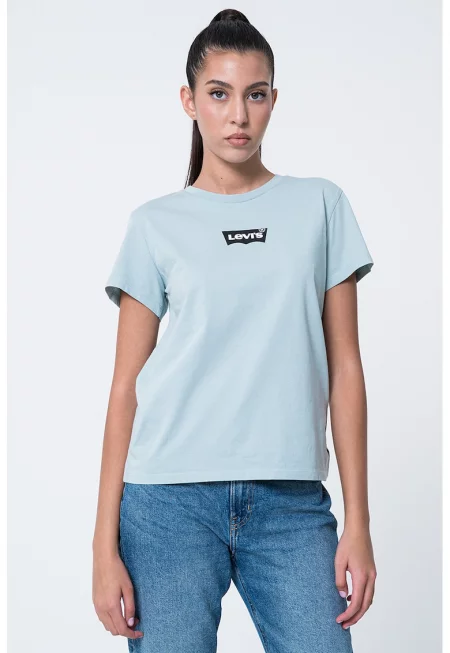 Памучна тениска с овално деколте