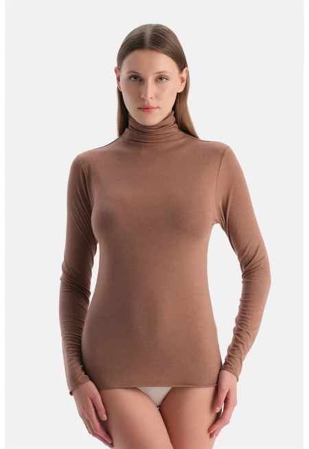 Пижамена блуза с модал с висока яка