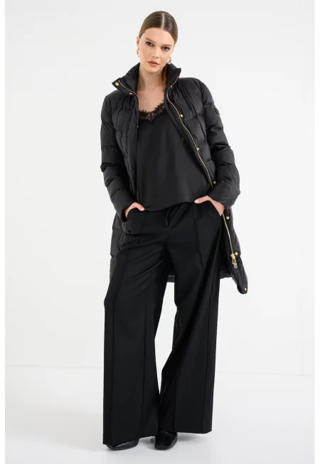 Подплатено дълго зимно яке - Черен