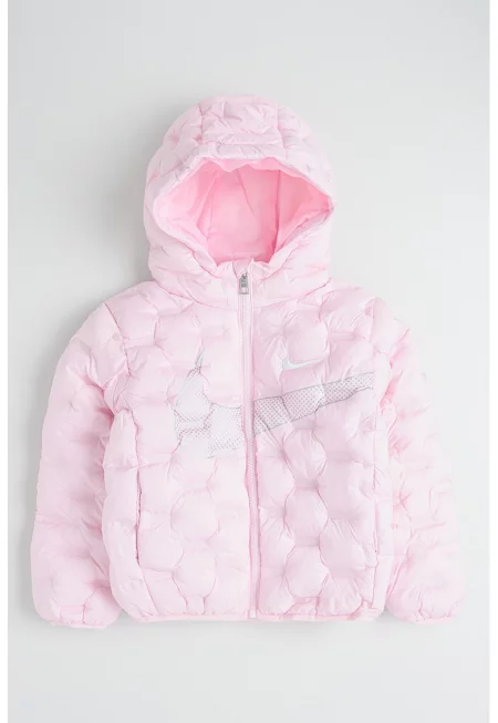 Подплатено зимно яке с качулка - Пастелнорозов