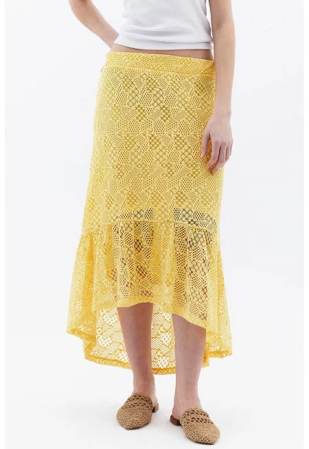 Пола с дантела - Жълт