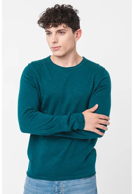 Пуловер с овално деколте - Персийско зелено