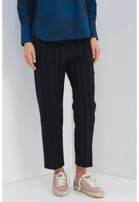 Раиран панталон с висока талия - Ултрамарин синьо