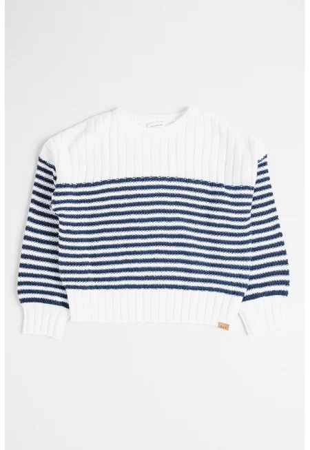 Раиран пуловер с овално деколте