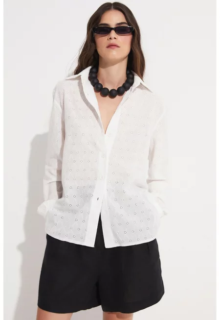 Риза от дантела Сан Гало - Бял