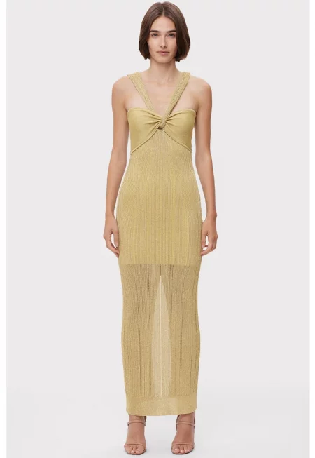 Rochie maxi cu aspect metalizat - prevazuta cu o dublura mini - Златист