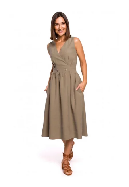 Рокля  Без ръкави - Разкроена - Вискоза/Полиестер