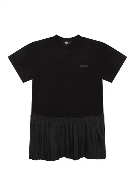 Рокля с овално деколте и плисиран подгъв