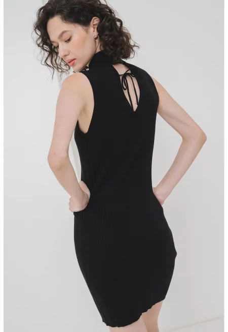 Рокля тип поло по тялото - Черен