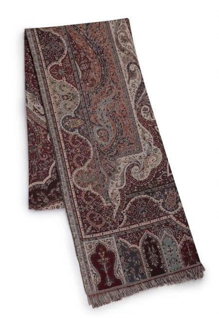 Шал с вълна с етно принт - Многоцветен