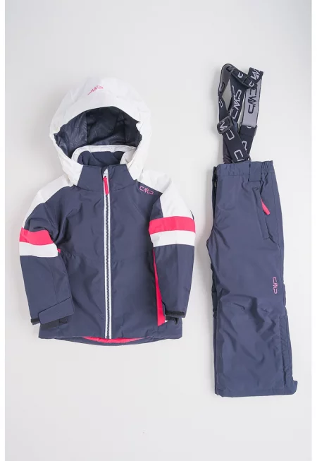 Ски яке и панталон с тиранти - Фуксия/Мръснобял/Антрацитно сиво