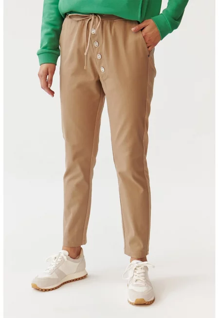 Скосен панталон Naziri с връзки - Бежов